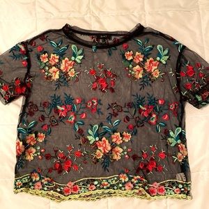 Sheer Floral Crop Top